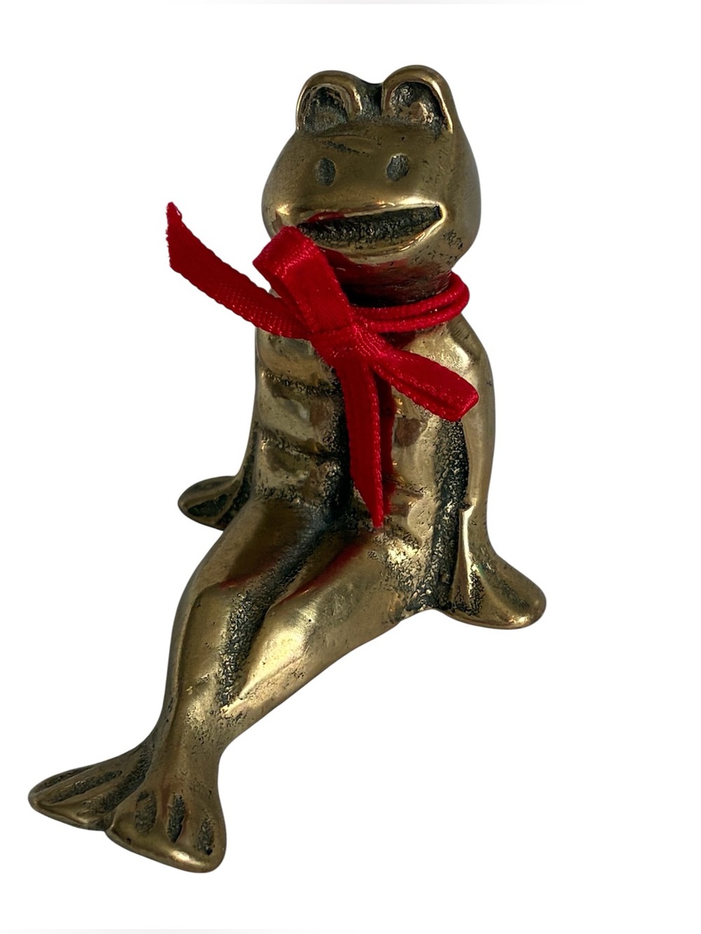 VINTAGE BRASS FROG ORNAMENT SHELF SITTER